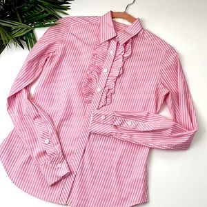 Lilly Pulitzer pink stripe ruffle  button down shirt size 4